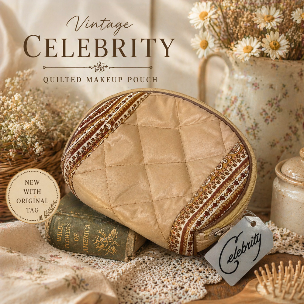Vtg Celebrity Quilted Cosmetic Bag NWT Cottagecore Prairie Travel Makeup Pouch